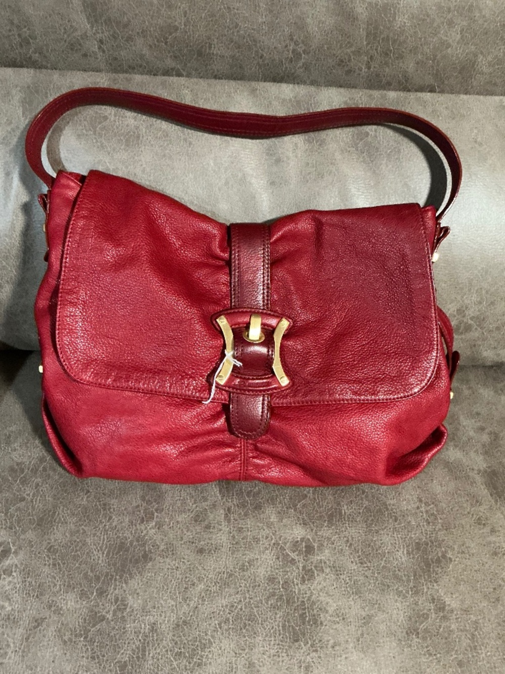 B Makowsky red leather shoulder bag